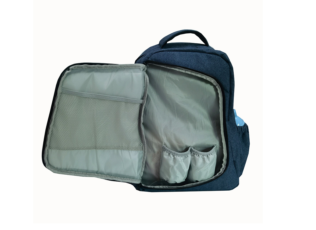 Carryall diaper backpack - 23005 - Grey Blue Open