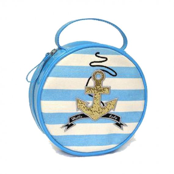 Striped Canvas Circle Bag