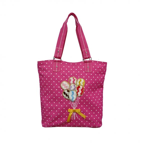 Dot Printing Canvas Tote Bag with Ballon Embroidery