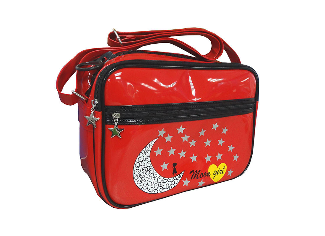 Red Messenger Bag with moon & star printing