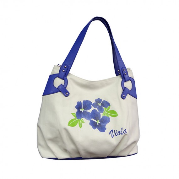 Canvas Handbag Tote with Flower Printing