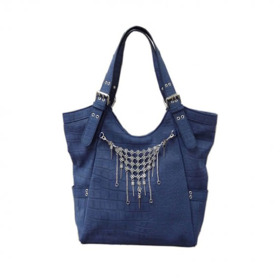 Dark Blue Handbag with Charm