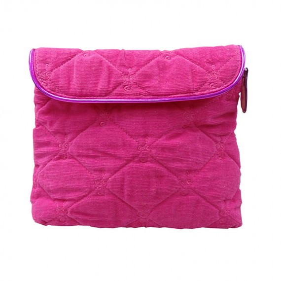 Square Pouch in Pink Color with Quilted