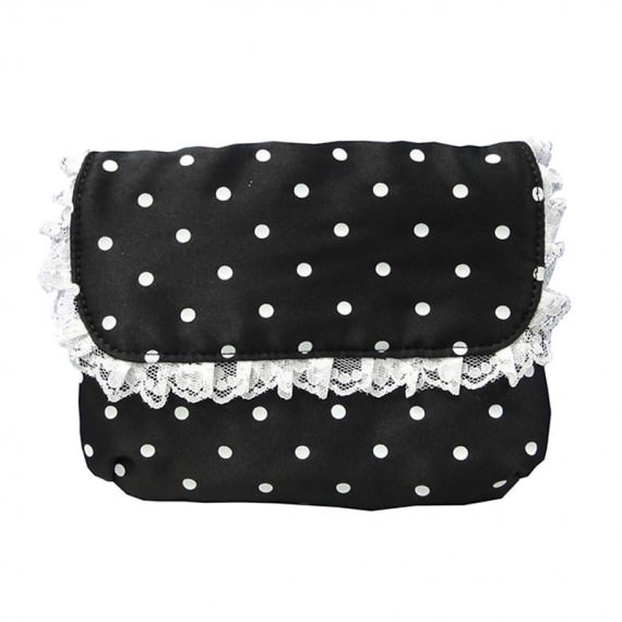 White Dot Print Cosmetic Bag