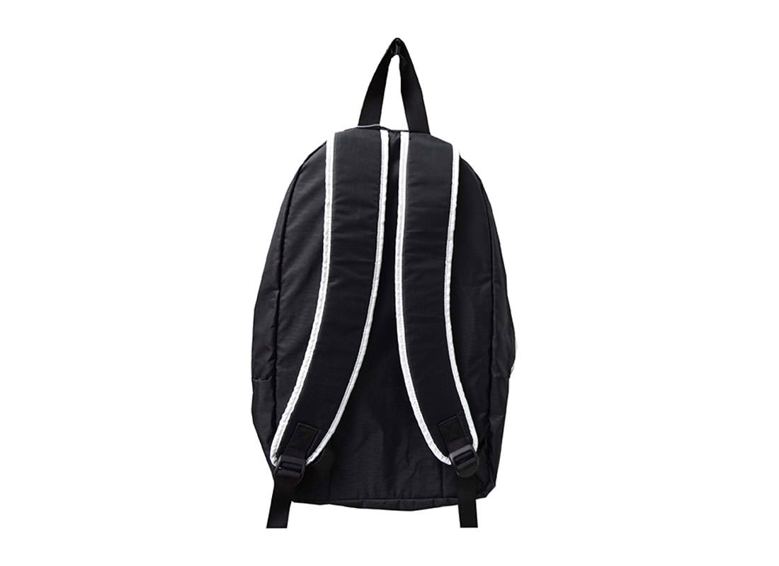 Simple Black Backpack with White Zippers back