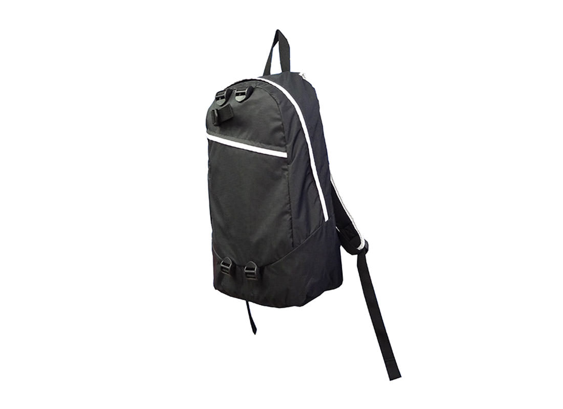 Simple Black Backpack with White Zippers