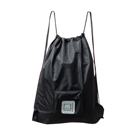 Foldable Drawstring Backpack in Black