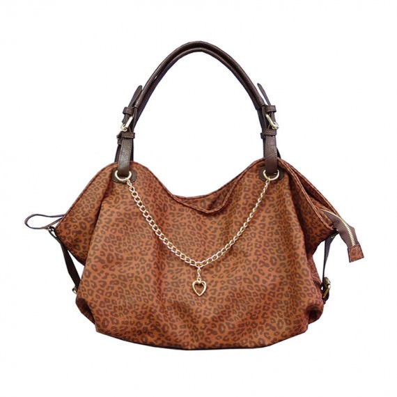 Leopard Tote Handbag in Brown Color