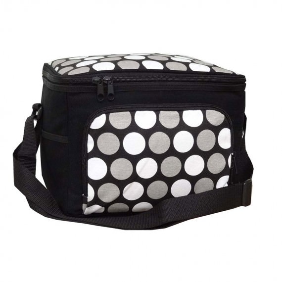 Black & White Dotted Canvas Cooler Bag