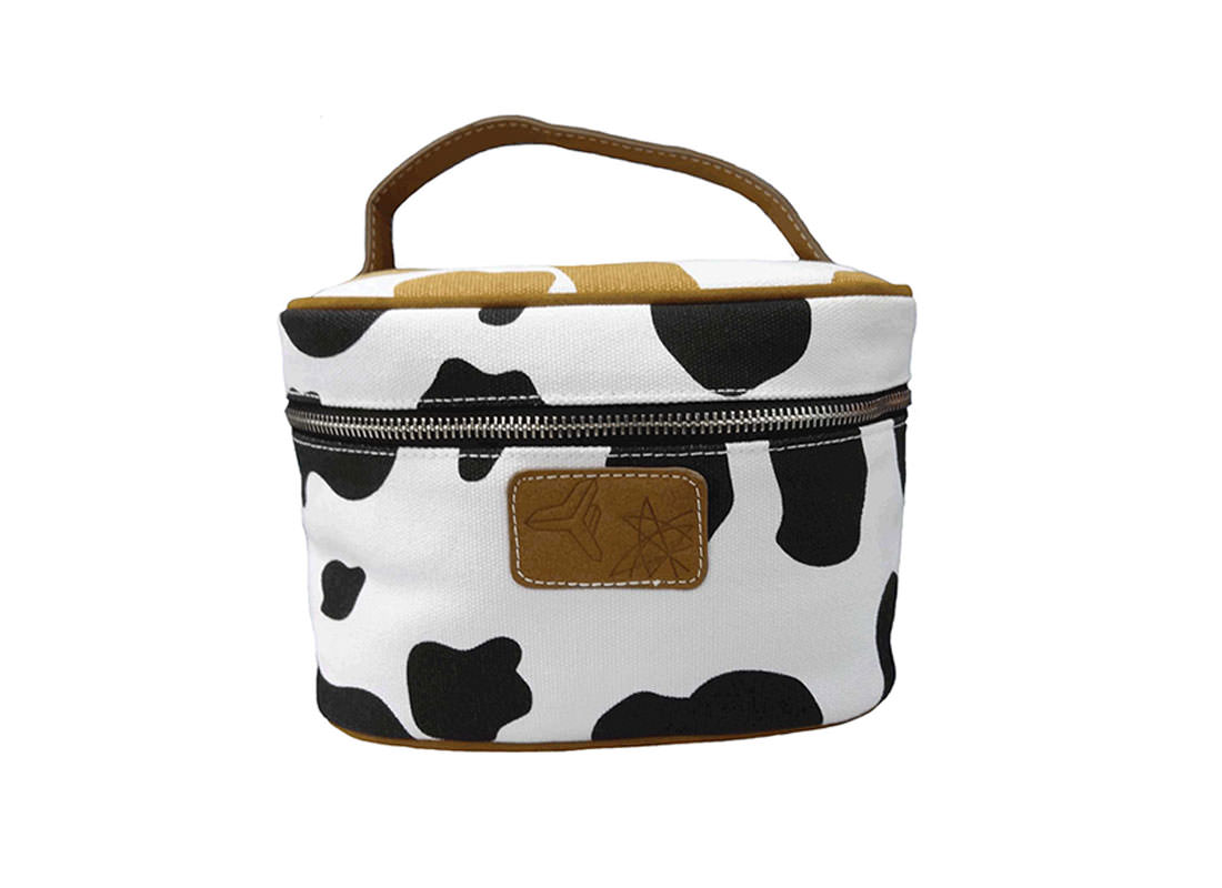 Cow Makeup Bag with Handle