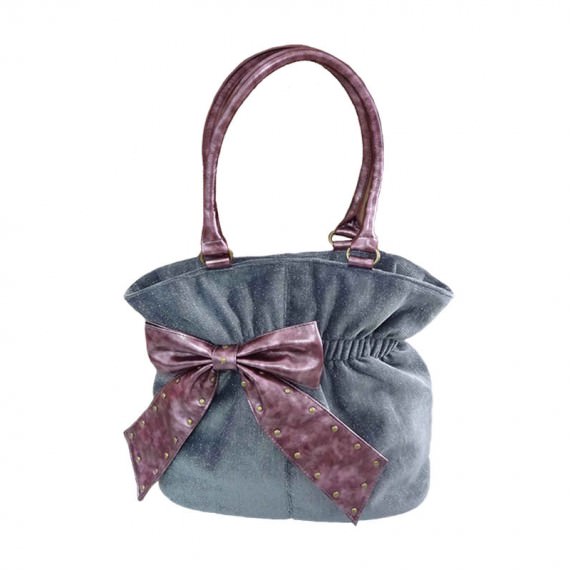 Grey Handbag with Bow