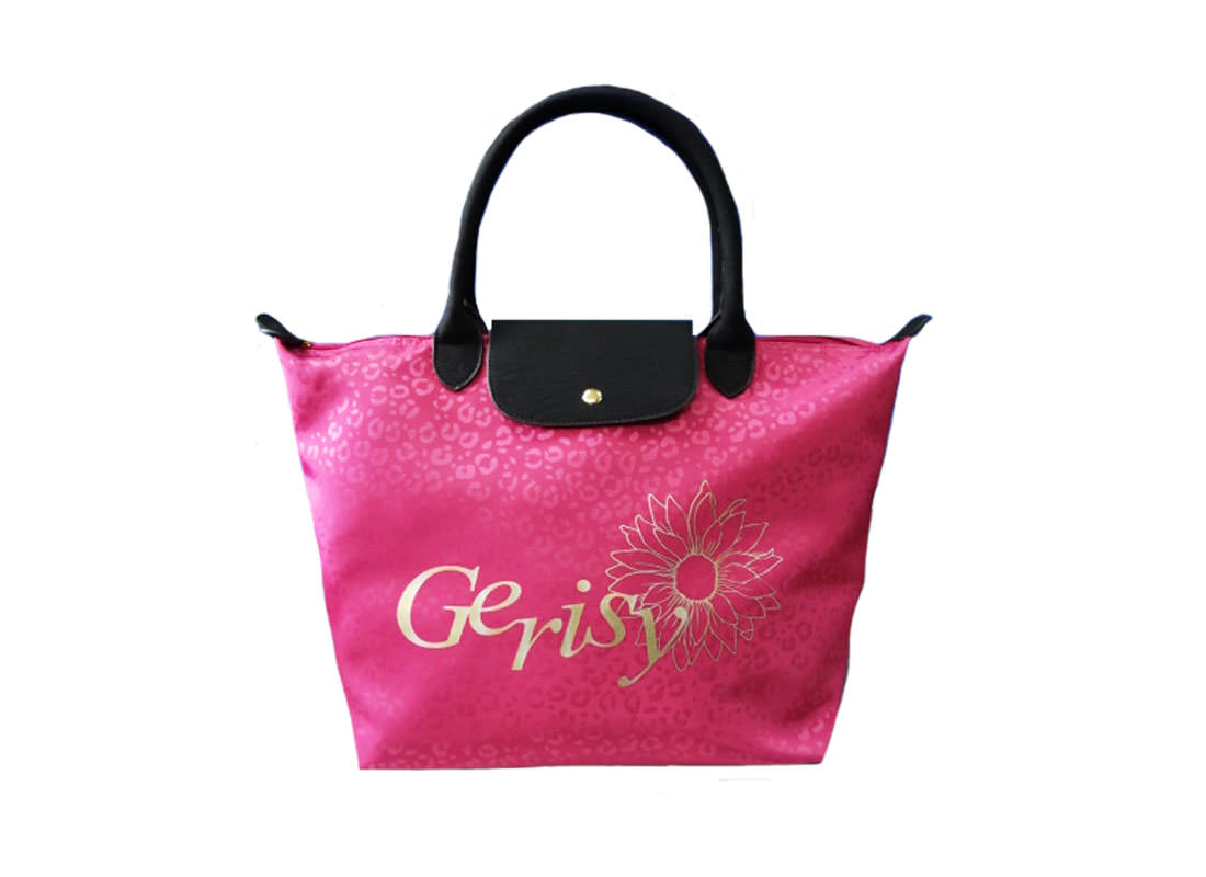 Short Handle Tote with Leopard Pattern in Pink