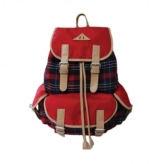 Red plaid Large backpack