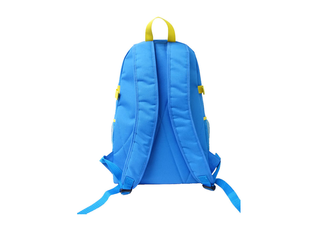 Sport Backpack in Sky Blue color with Yellow Trimming back