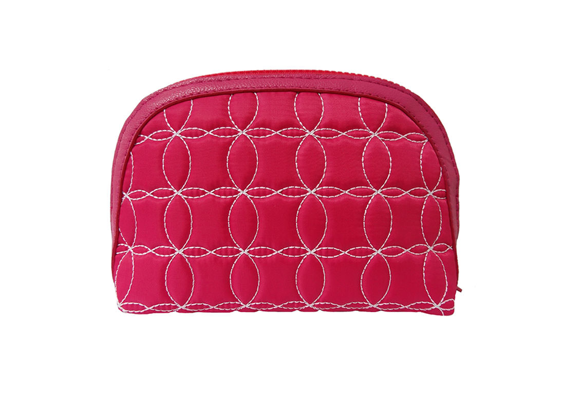 Quilted Zipper Pouch in Cherry Pink back