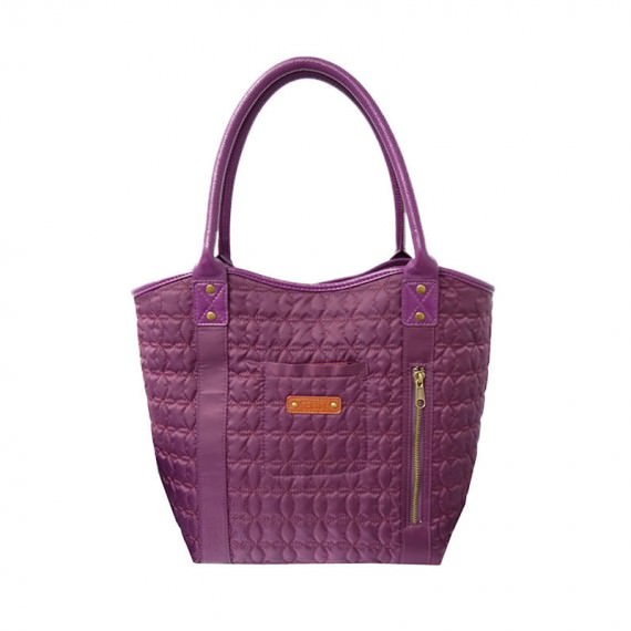 Quilted tote Bag in Dark Purple