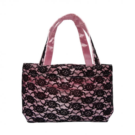 Black Lace Bag with Pink Satin