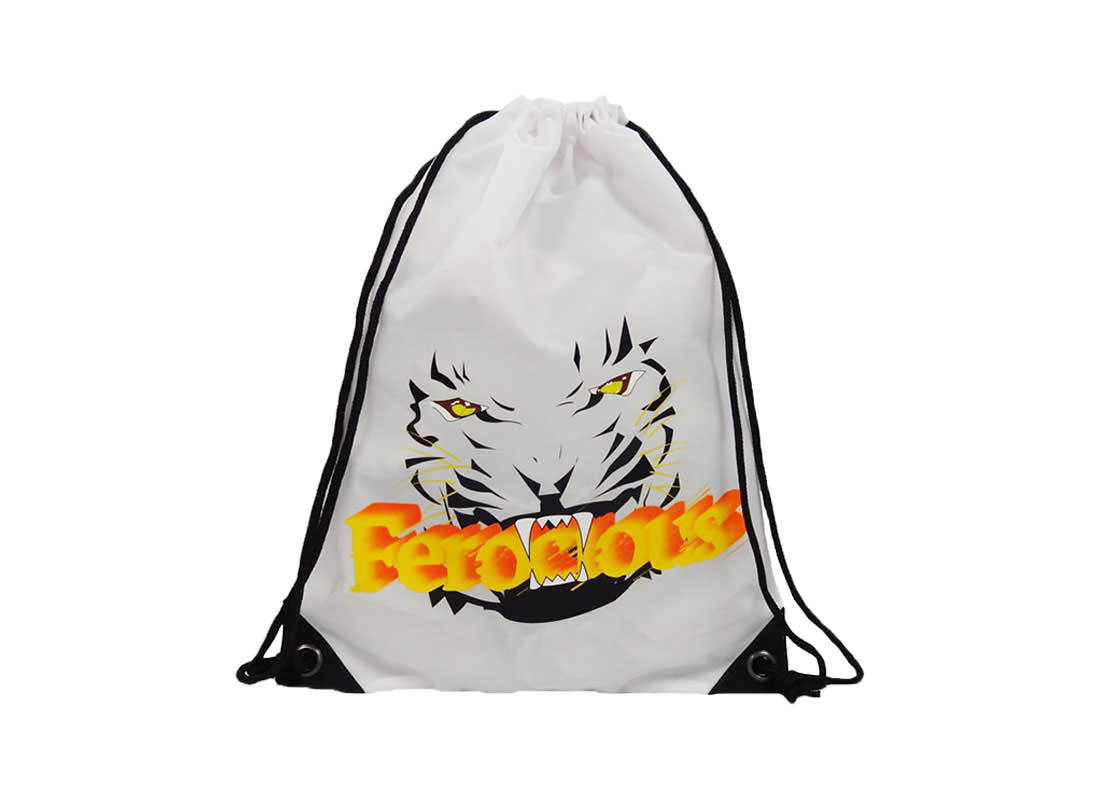 drawstring sport bag with tiger printing