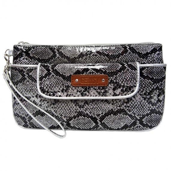 Medium Glitter pouch with snake skin pattern