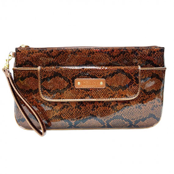 Large Glitter Zipper Pouch with snake skin pattern