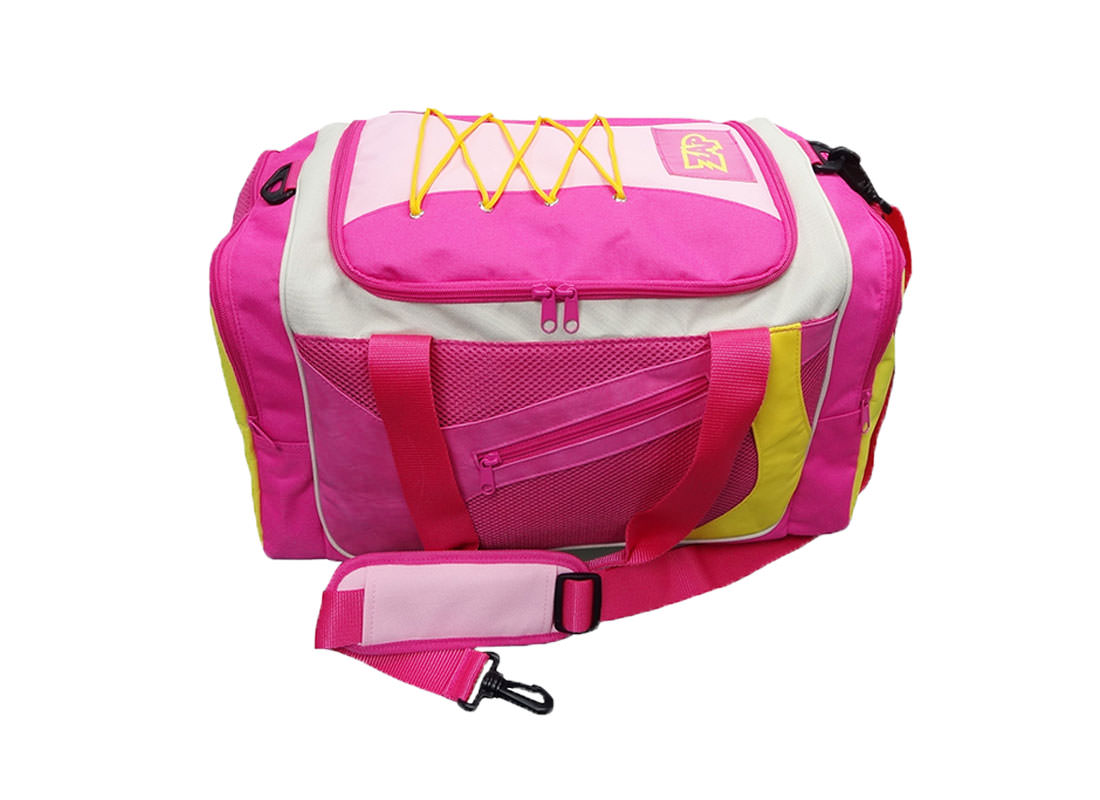 Pink Sport Bag with Shoe Pocket Top View