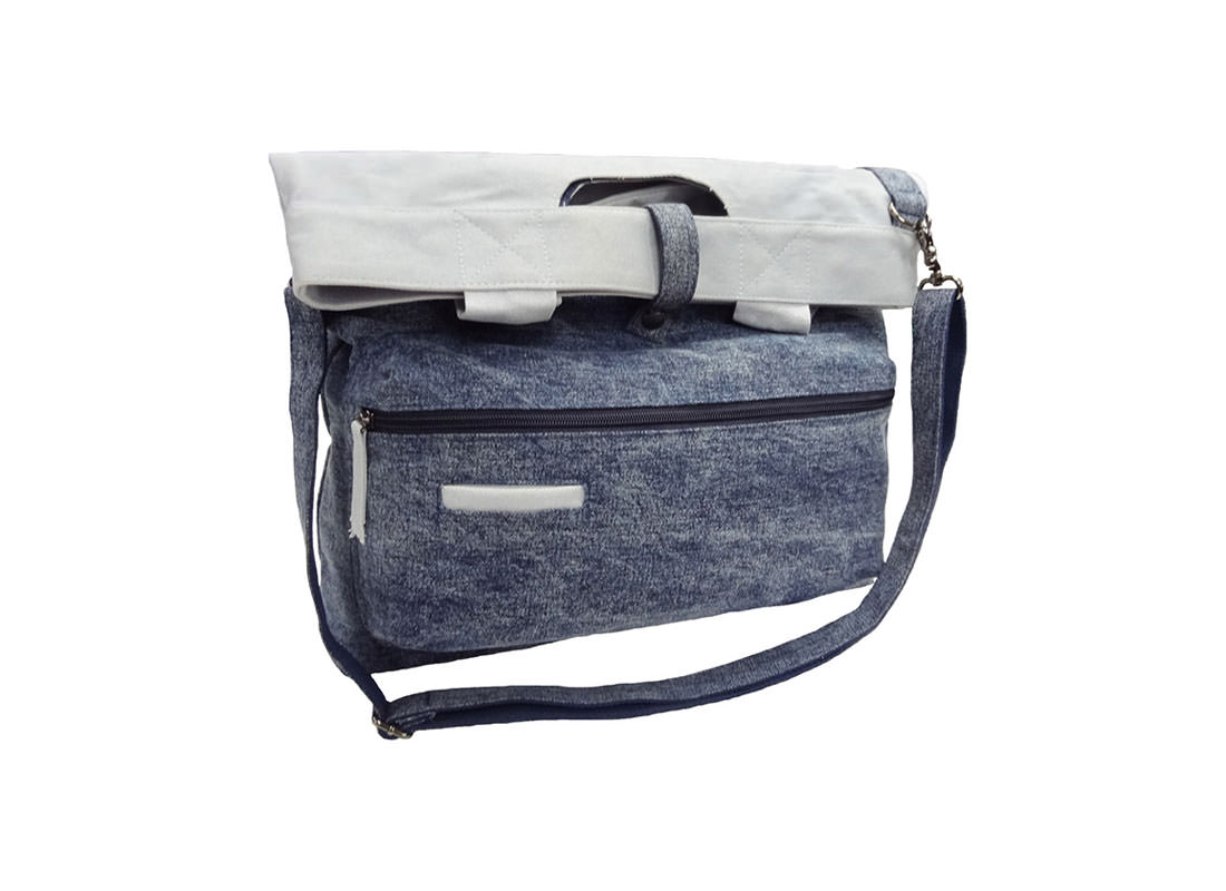 Washed Denim Tote Bag for Men Folded