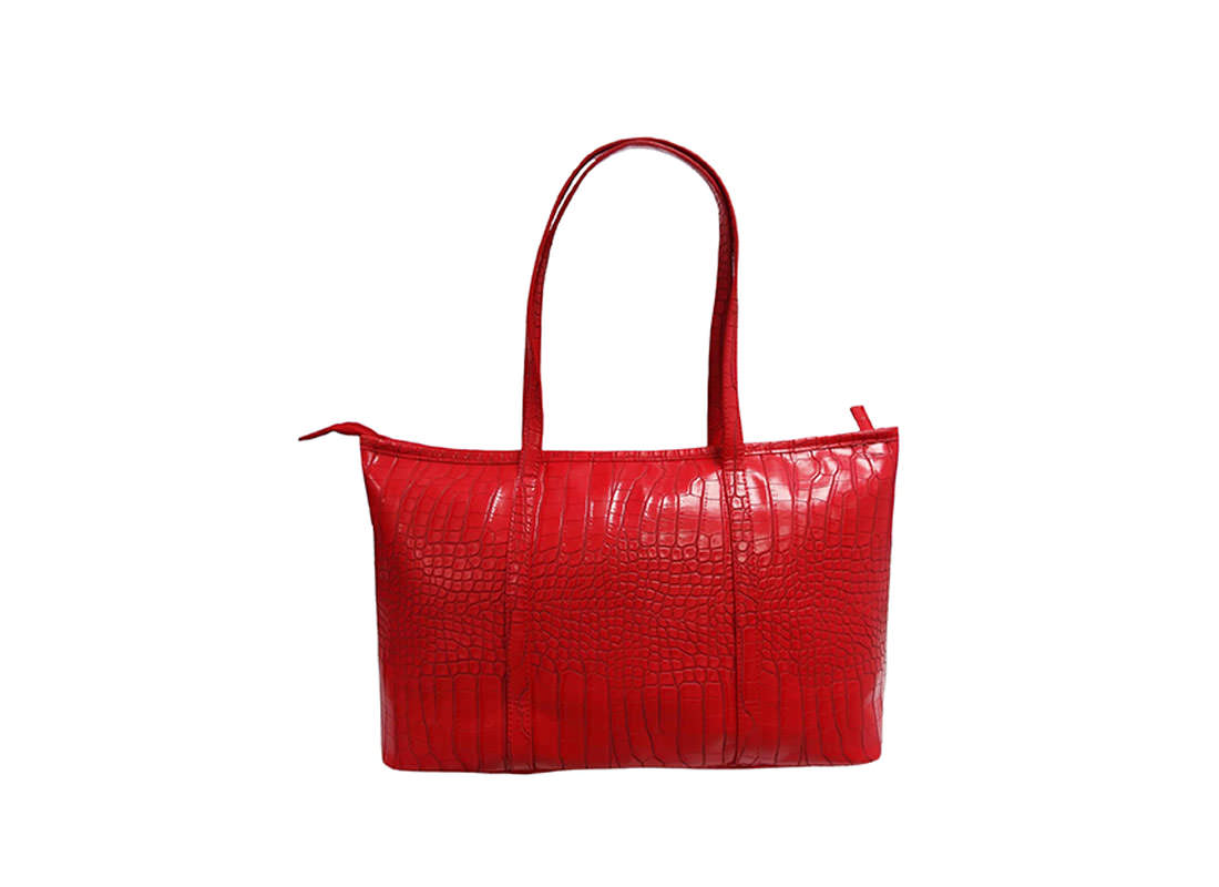 Faux Crocodile Handbag in Red Color back