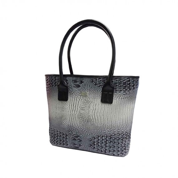Black & Grey Faux Crocodile Handbag