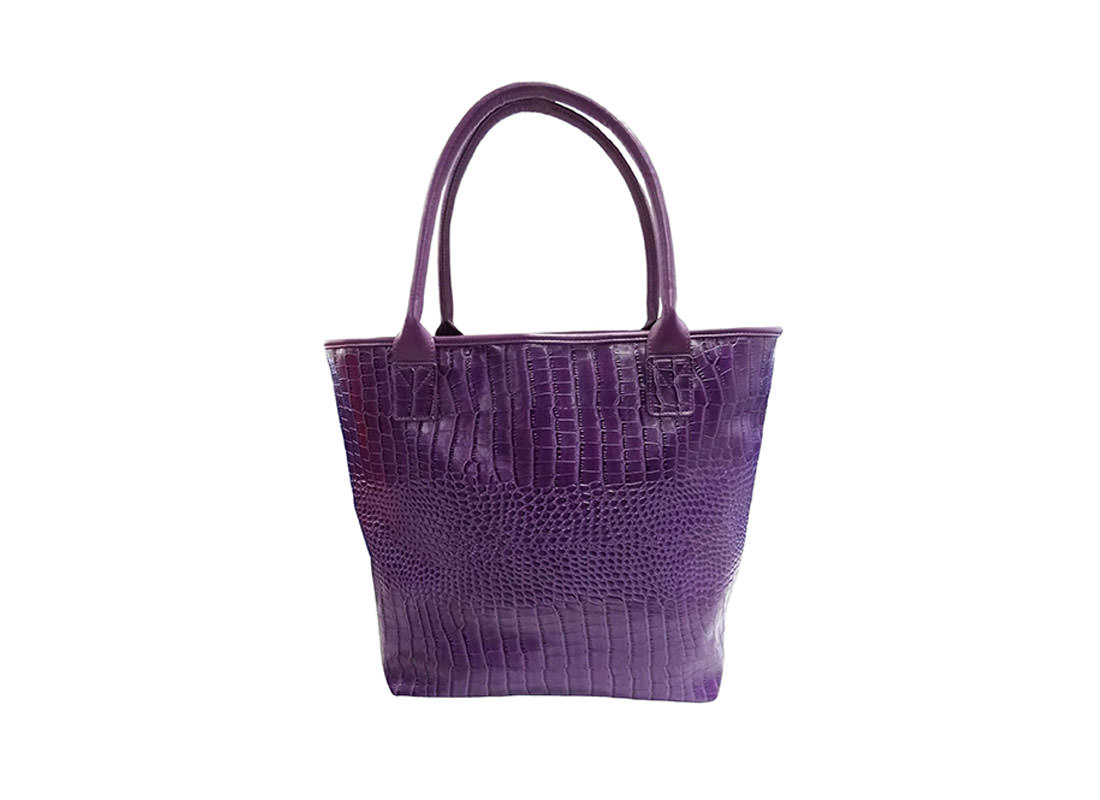 Purple Faux Crocodile Handbag