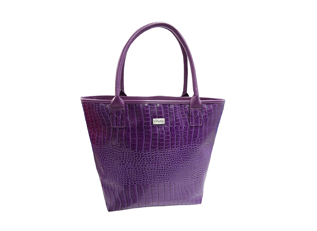 Purple Faux Crocodile Handbag