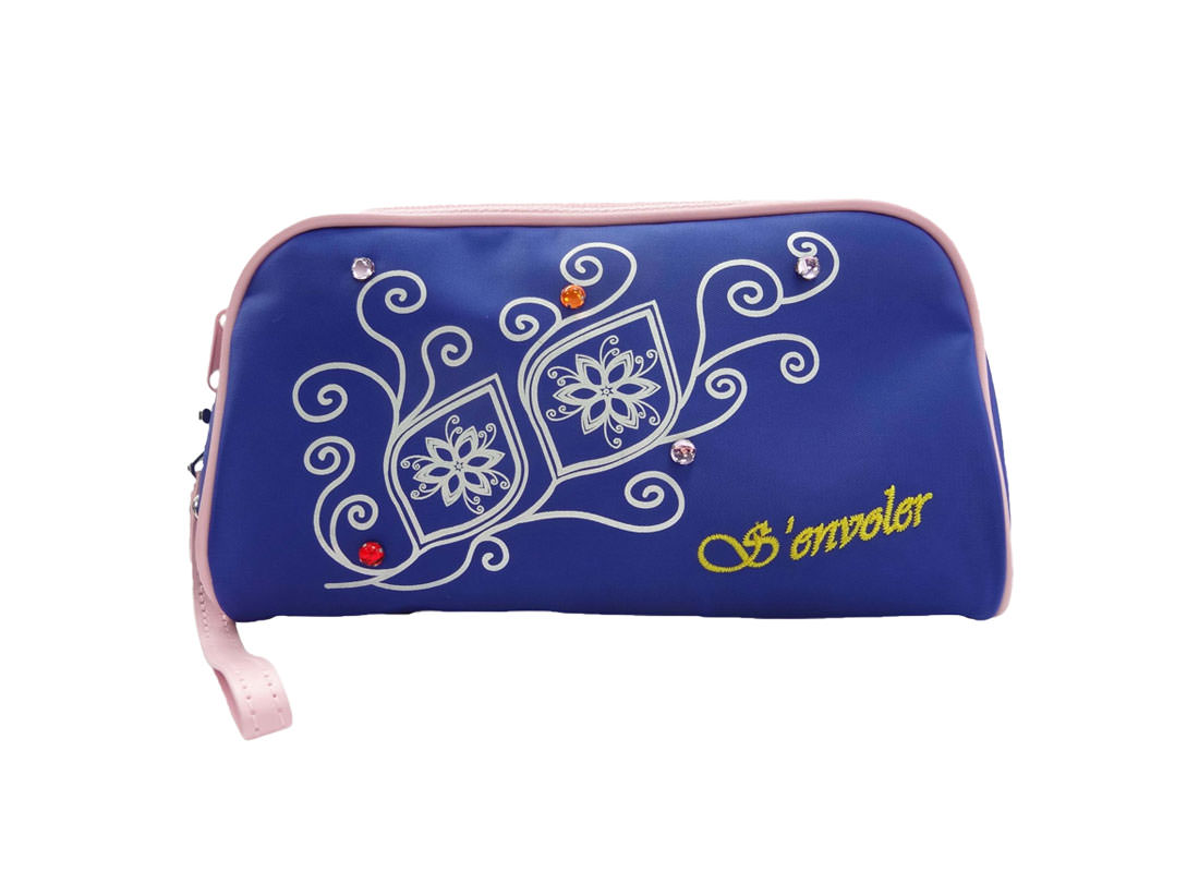 Simple Cosmetic bag in Blue with flower printing