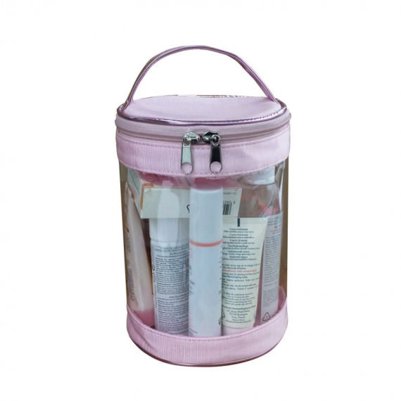 Transparent Barrel Cosmetic Bag