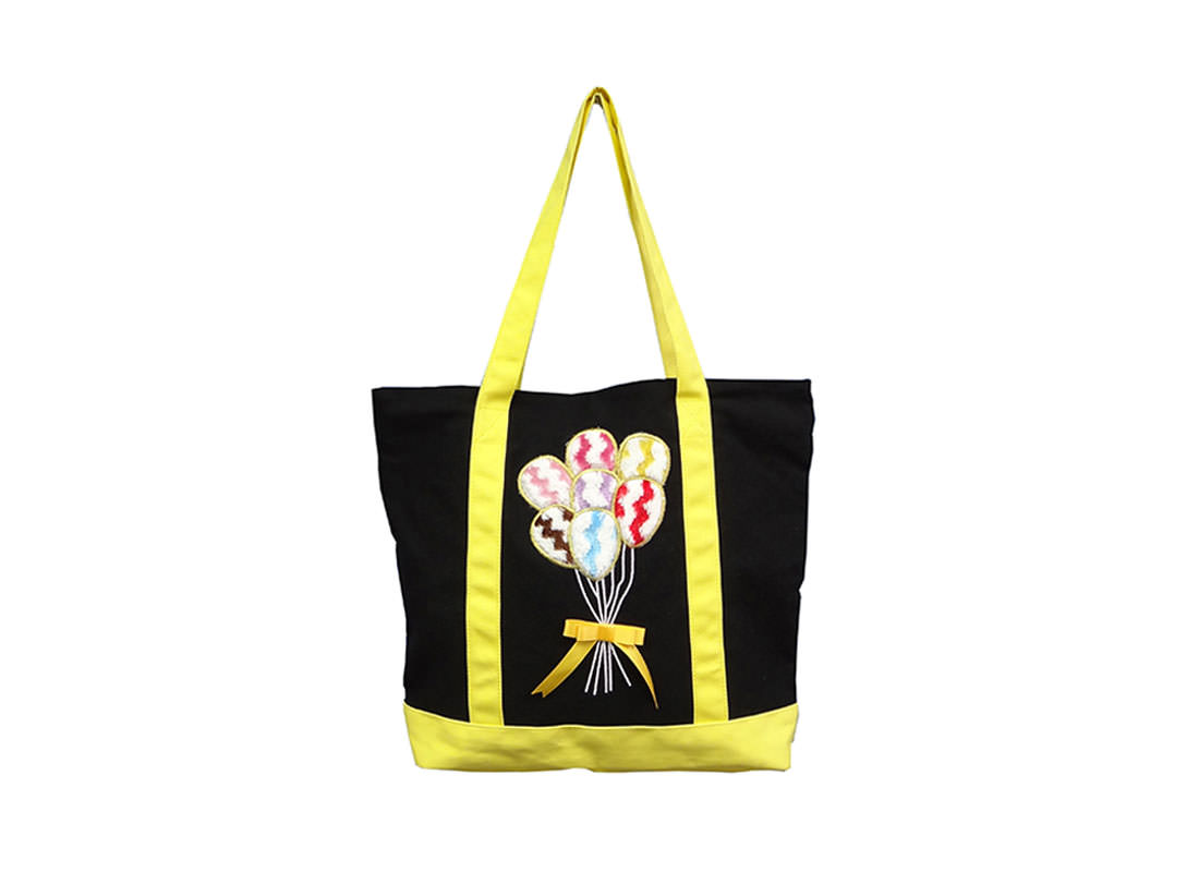 Canvas Tote Bag with Balloon Embroidery
