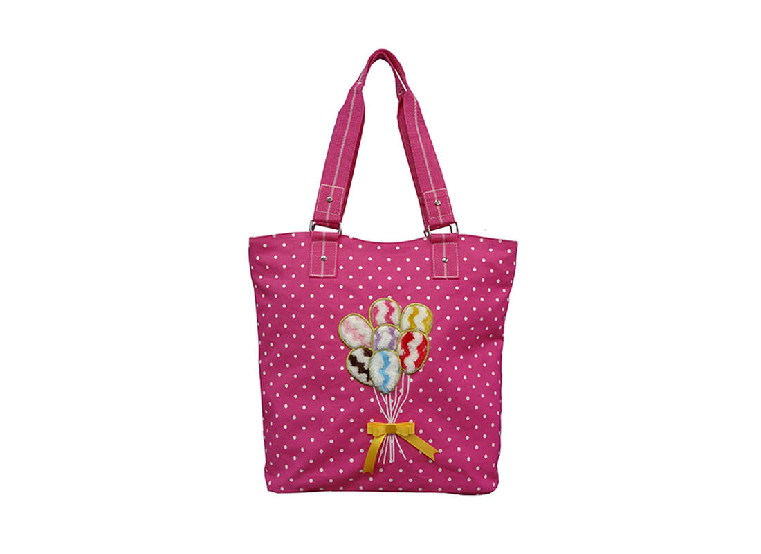 Dot Printing Canvas Tote Bag with Ballon Embroidery