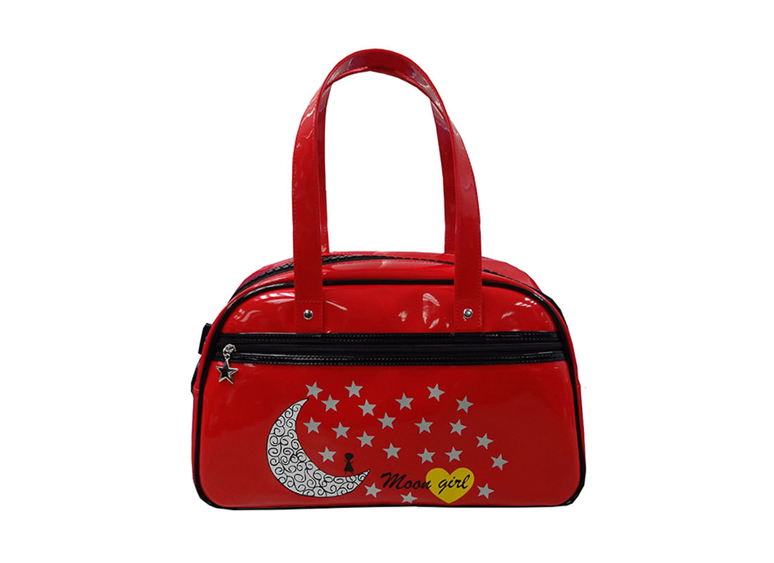 Red Boston Bag with Star & Moon Printing