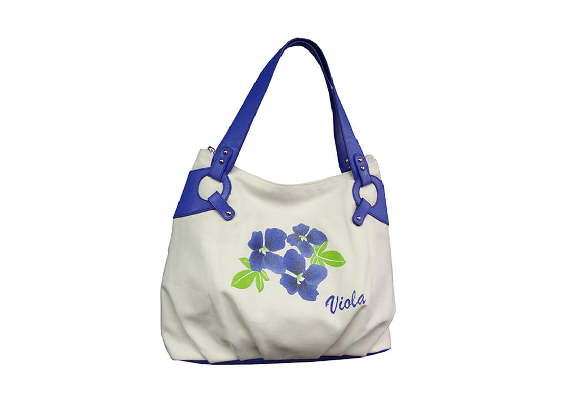 Canvas Handbag Tote with Flower Printing