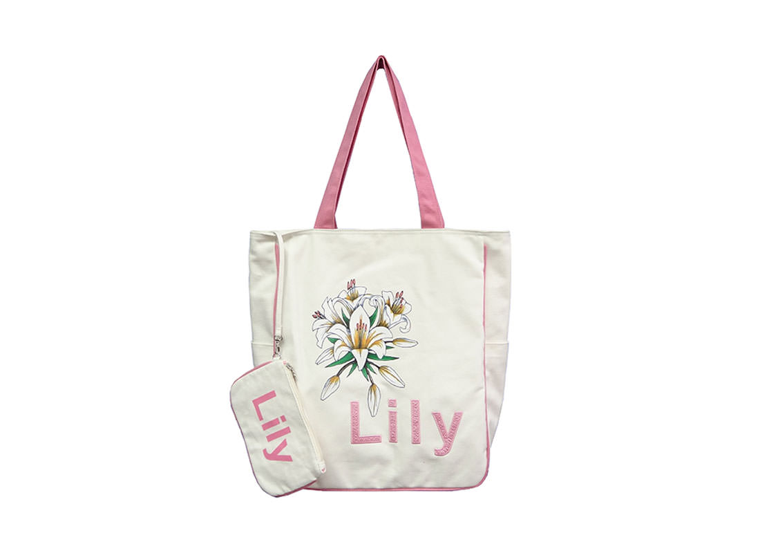 Casual Canvas Bag with Lily Printing