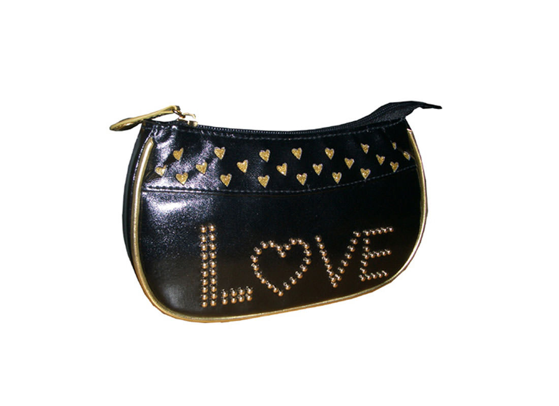 Black Small Pouch with Love Studs decoration at front