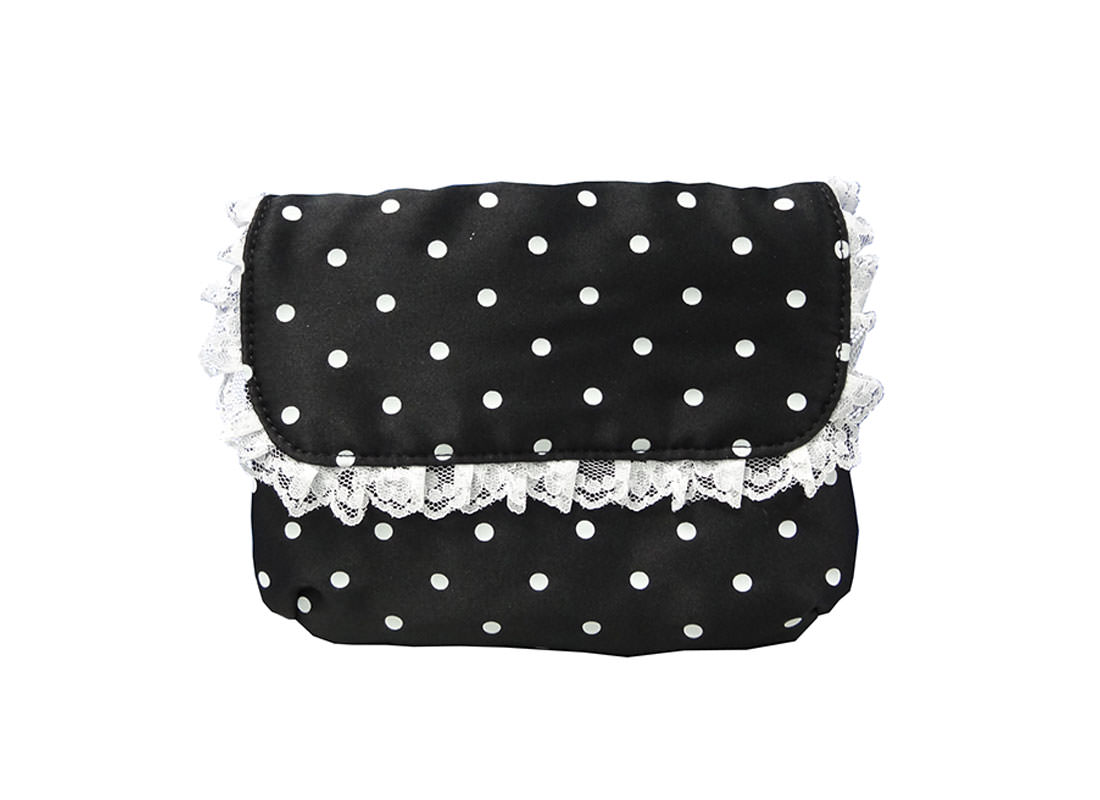 White Dot Print Cosmetic Bag