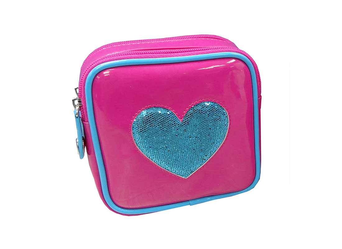 Double Zipper Square Cosmetic bag Top view