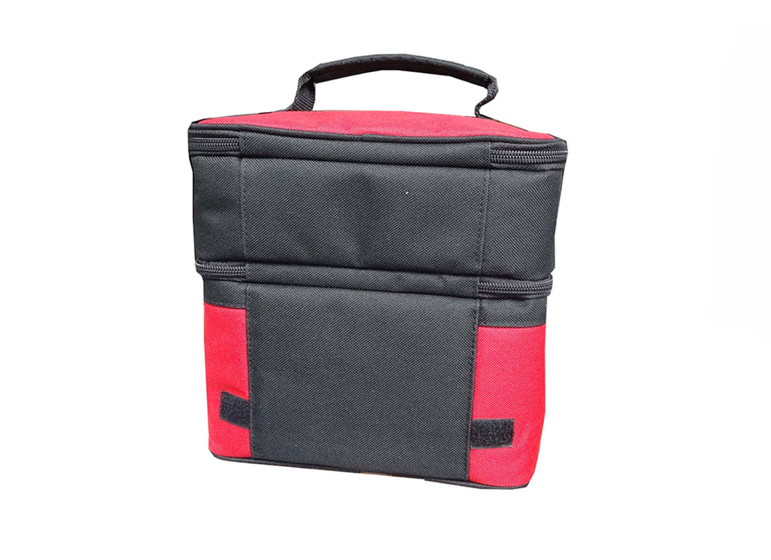 Two Compartment Cooler Bag in Black & Red Back