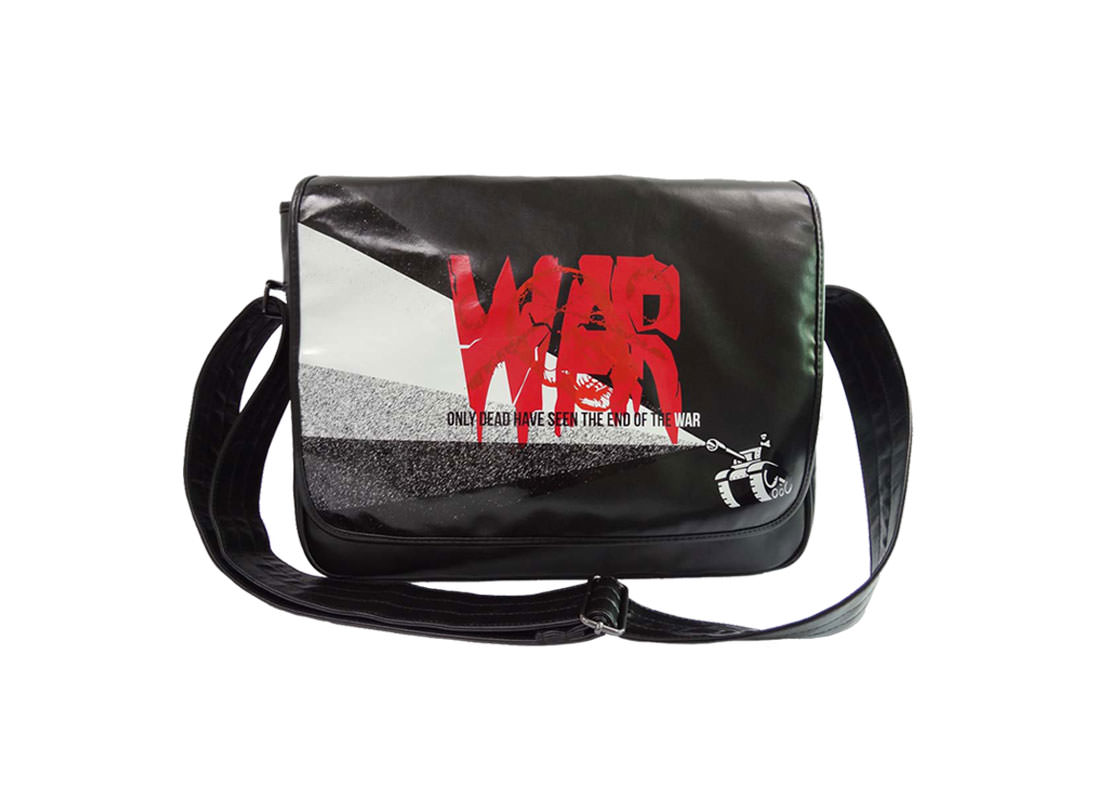 Black Messenger bag with word 