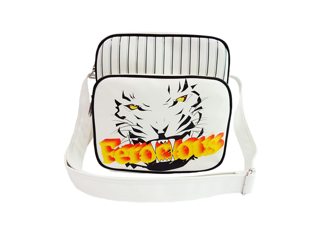 White Shoulder Bag with Tiger Printing