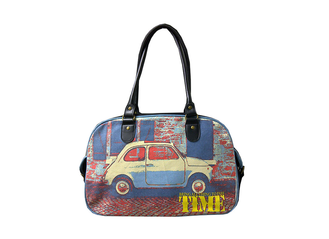 Boston Bag with Vintage Car Prints