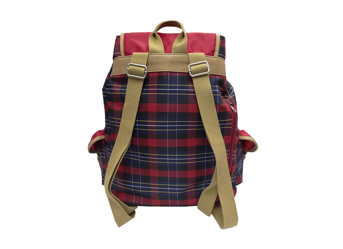 Red plaid Large backpack back