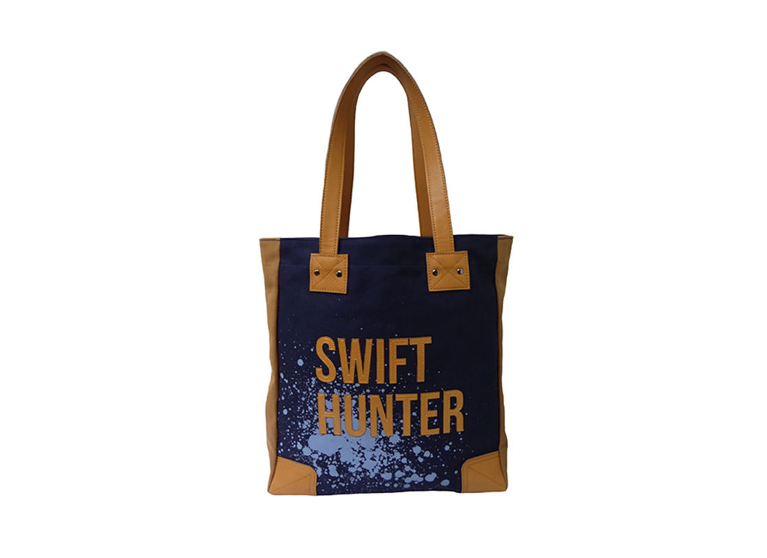 Strong Canvas Tote with word Swift Hunter Print