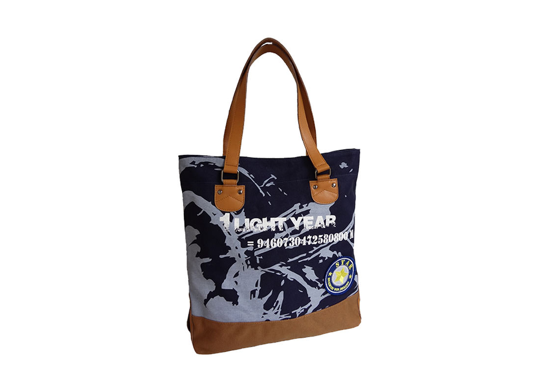 Splashing Ink Canvas Tote in Dark Blue Side