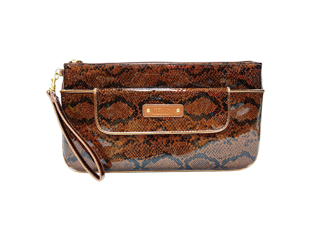 Large Glitter Zipper Pouch with snake skin pattern