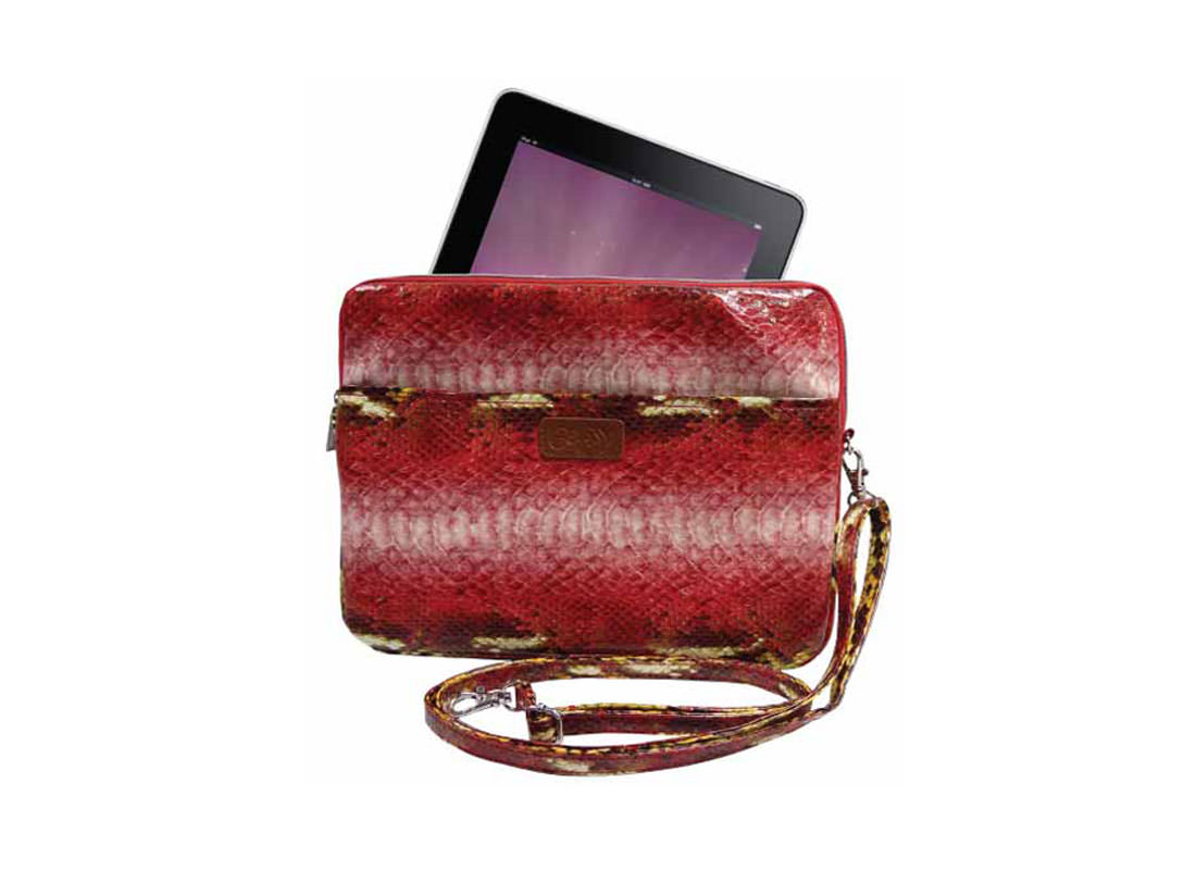 iPad Pouch with Shoulder Strap snake skin pattern with sample