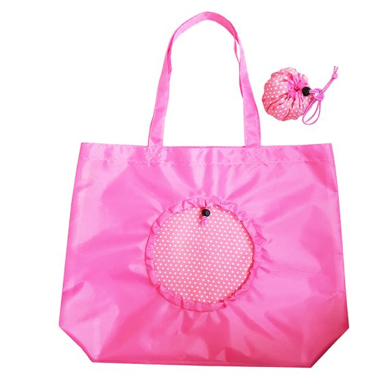 Foldable reuseable grocery bag in pink